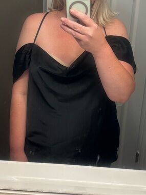 NWT Plus-size Eloquii Black Satin Off-Shoulder Top size 20 / Going Out Top